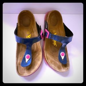 Size 8 Viking Sandals Blue with Pink accents
